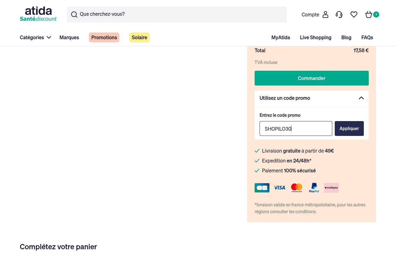 Où saisir le code de réduction sur le site Atida