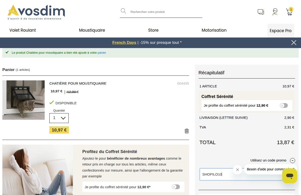 Où saisir le code de réduction sur le site AvosDim