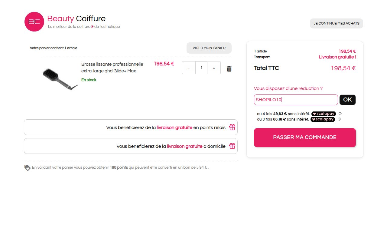 Où saisir le code de réduction sur le site Beauty Coiffure