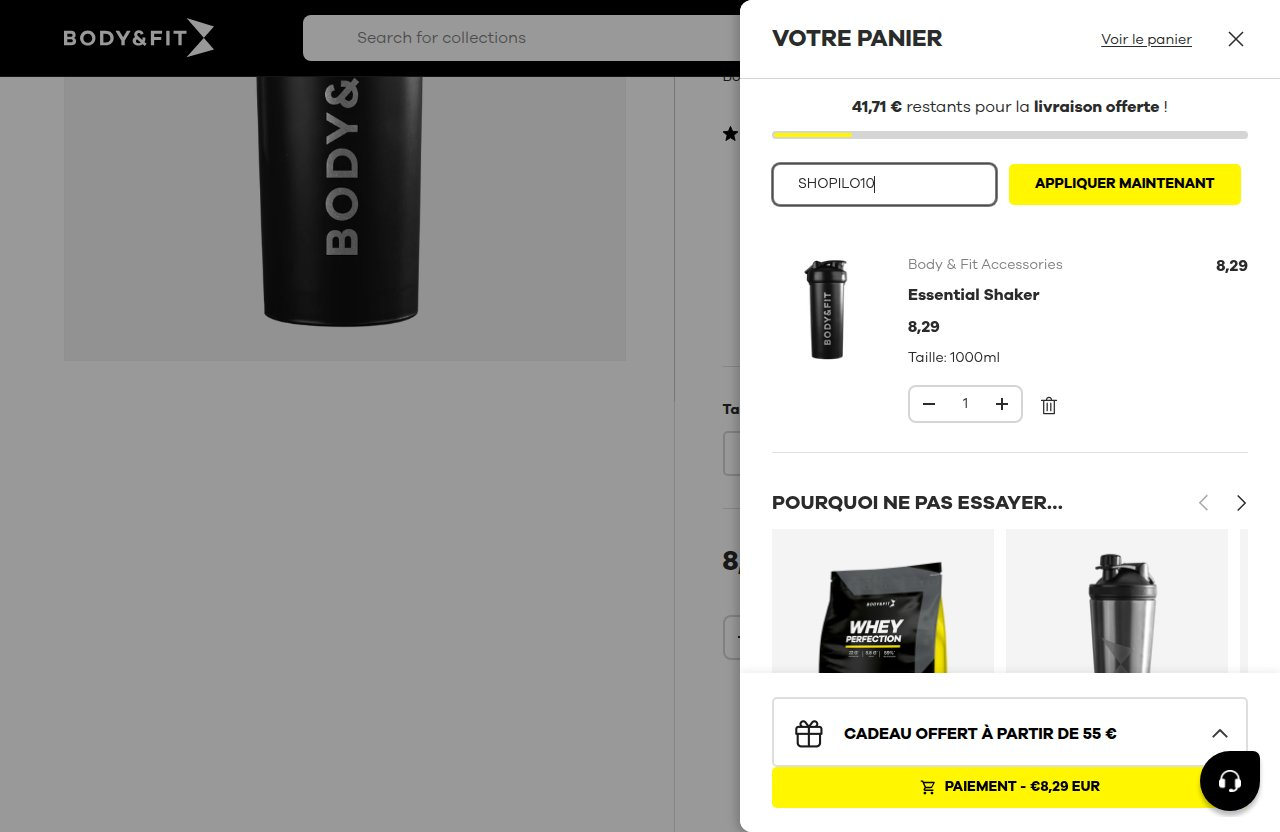 Où saisir le code de réduction sur le site Body&Fit