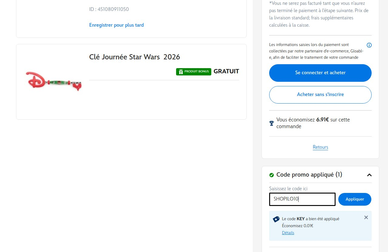 Où saisir le code de réduction sur le site Disney Store