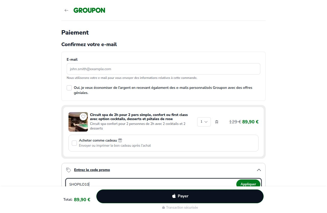 Où saisir le code de réduction sur le site Groupon