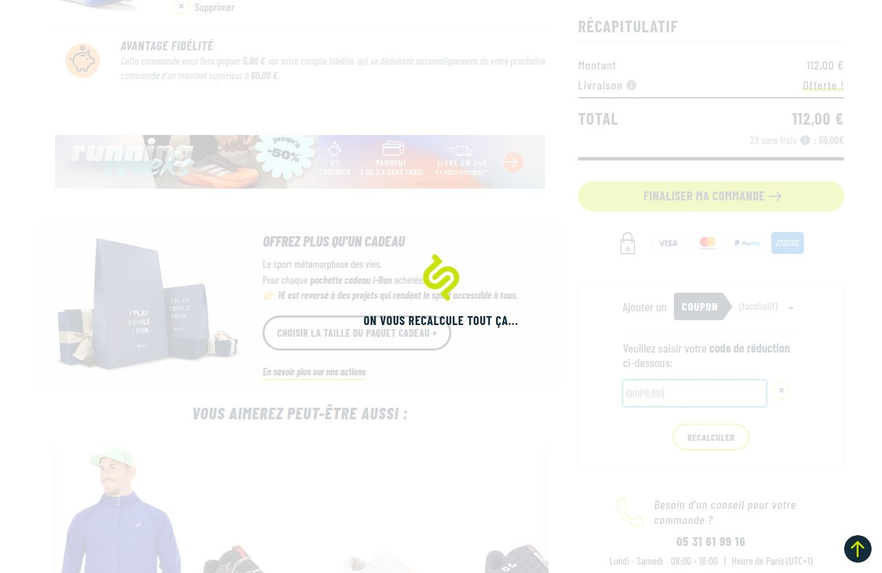 Où saisir le code de réduction sur le site i-Run