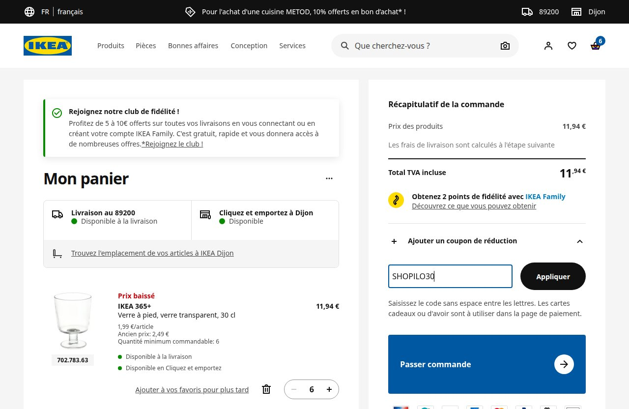 Où saisir le code de réduction sur le site IKEA