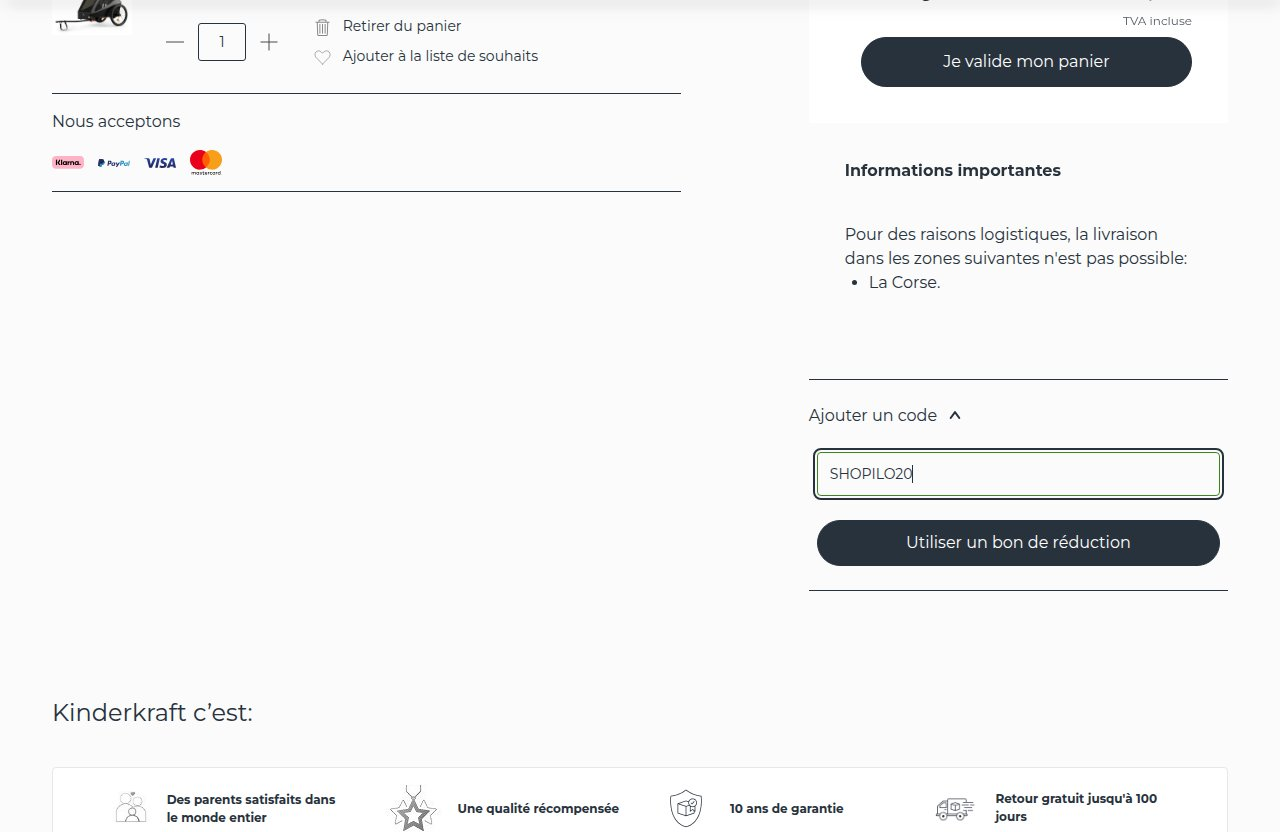 Où saisir le code de réduction sur le site Kinderkraft