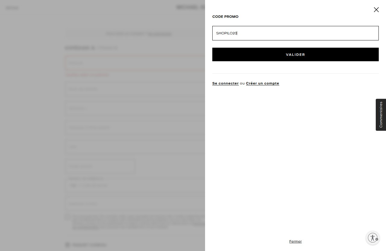 Où saisir le code de réduction sur le site Michael Kors