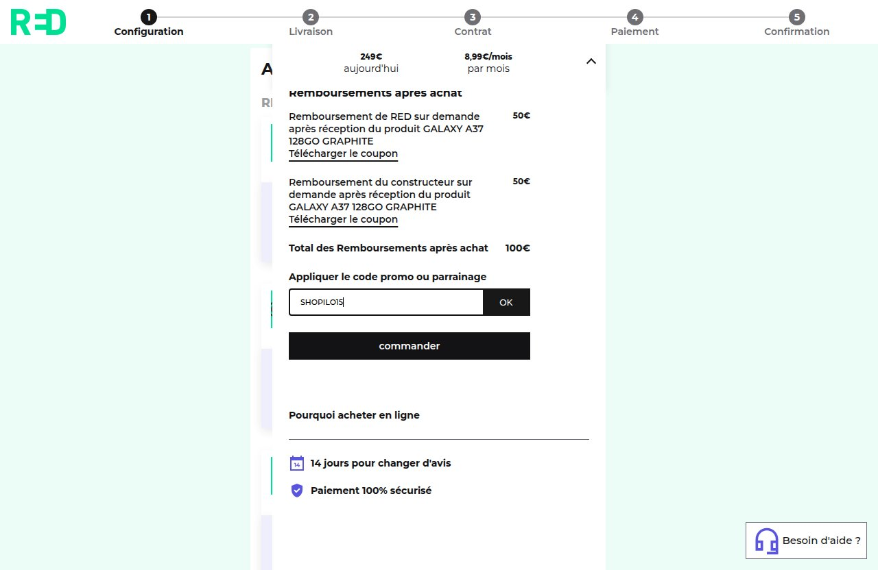 Où saisir le code de réduction sur le site RED by SFR