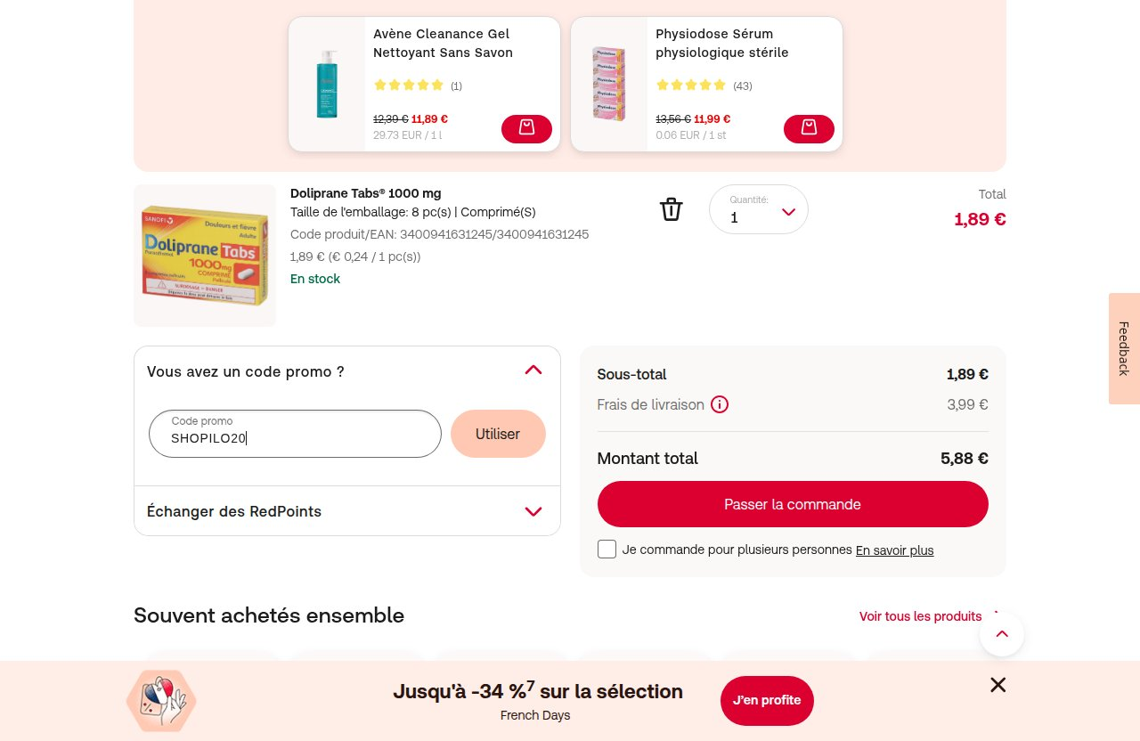 Où saisir le code de réduction sur le site Redcare