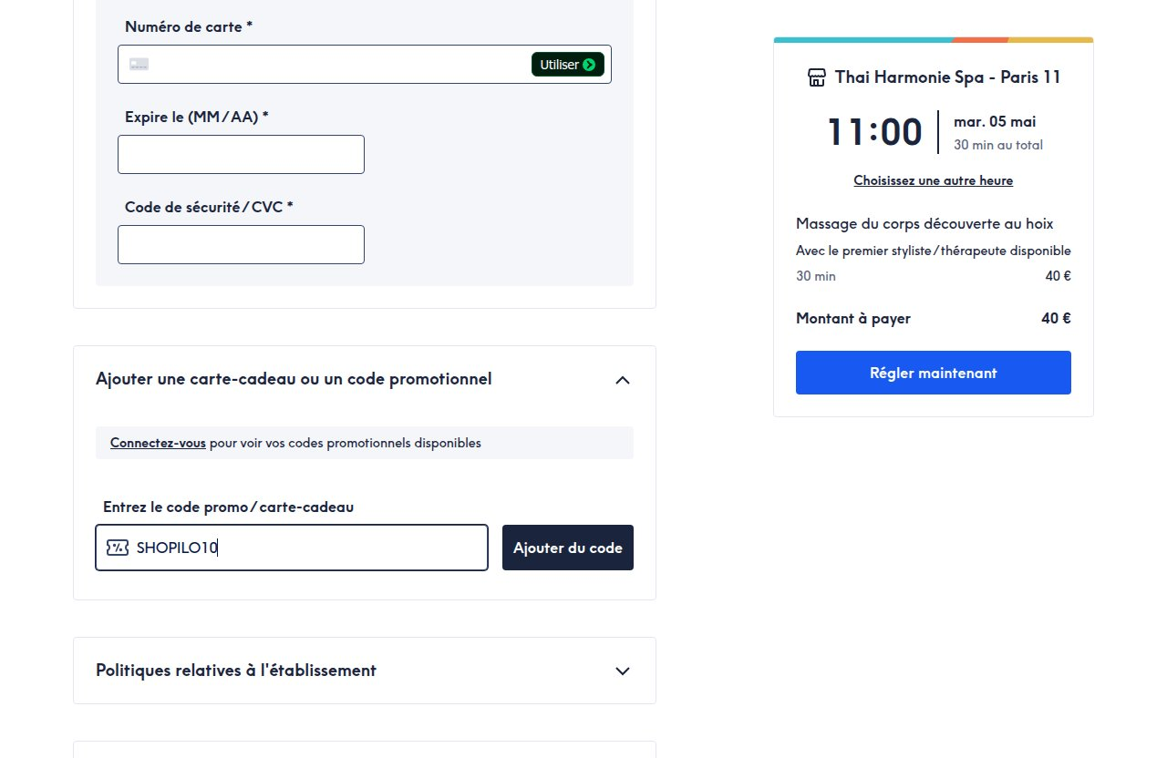 Où saisir le code de réduction sur le site Treatwell