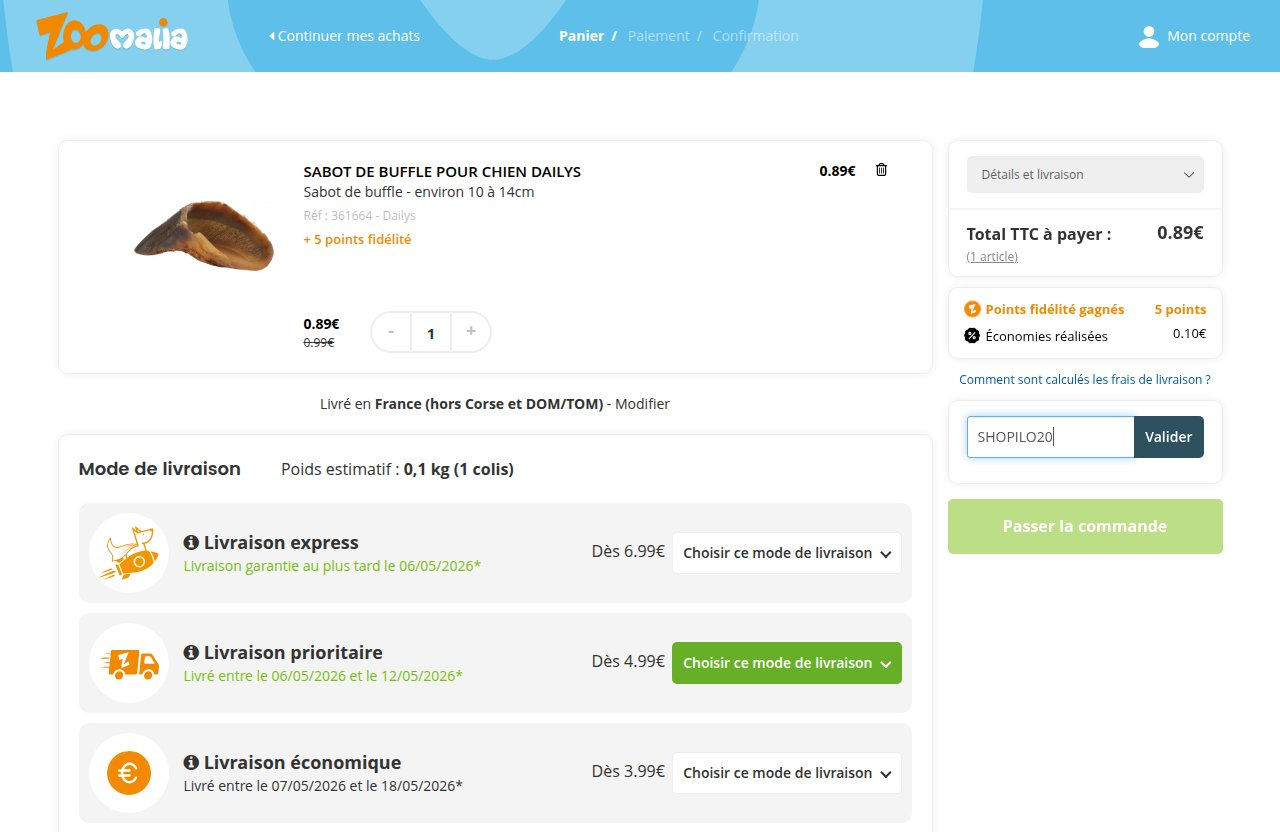 Où saisir le code de réduction sur le site Zoomalia